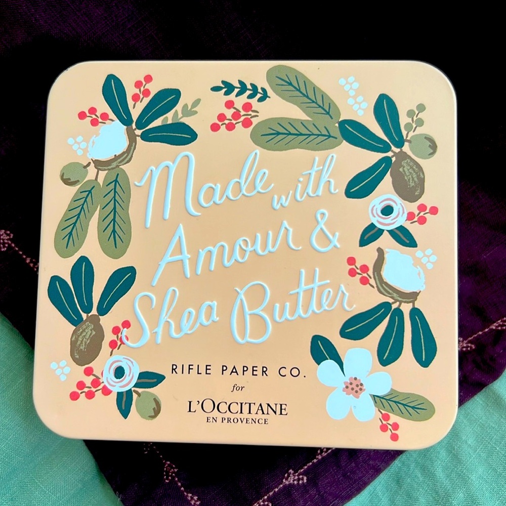 L'occitane en Provence + RIFLE PAPER CO . Tin Box